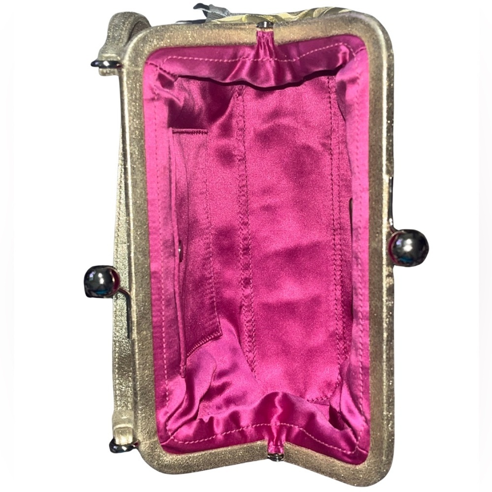 Y2k Coach Vintage Gold Metallic “C”Signature Kiss-lock Frame Handbag, Charm - Picture 6 of 16